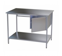Стол медицинский инструментальный из нержавеющей стали Э -1180/750/1-ПТП с подвесной тумбой и полкой