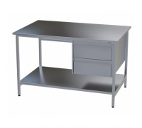 Стол  медицинский инструментальный из нержавеющей стали Э-1180/750-ПЯП2 с двумя подвесными ящиками и полкой
