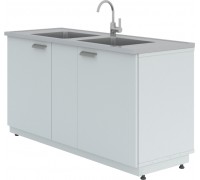 Мойка лабораторная металлическая ЛК-1200 СМС-Г (2 раковины, 1 смеситель)